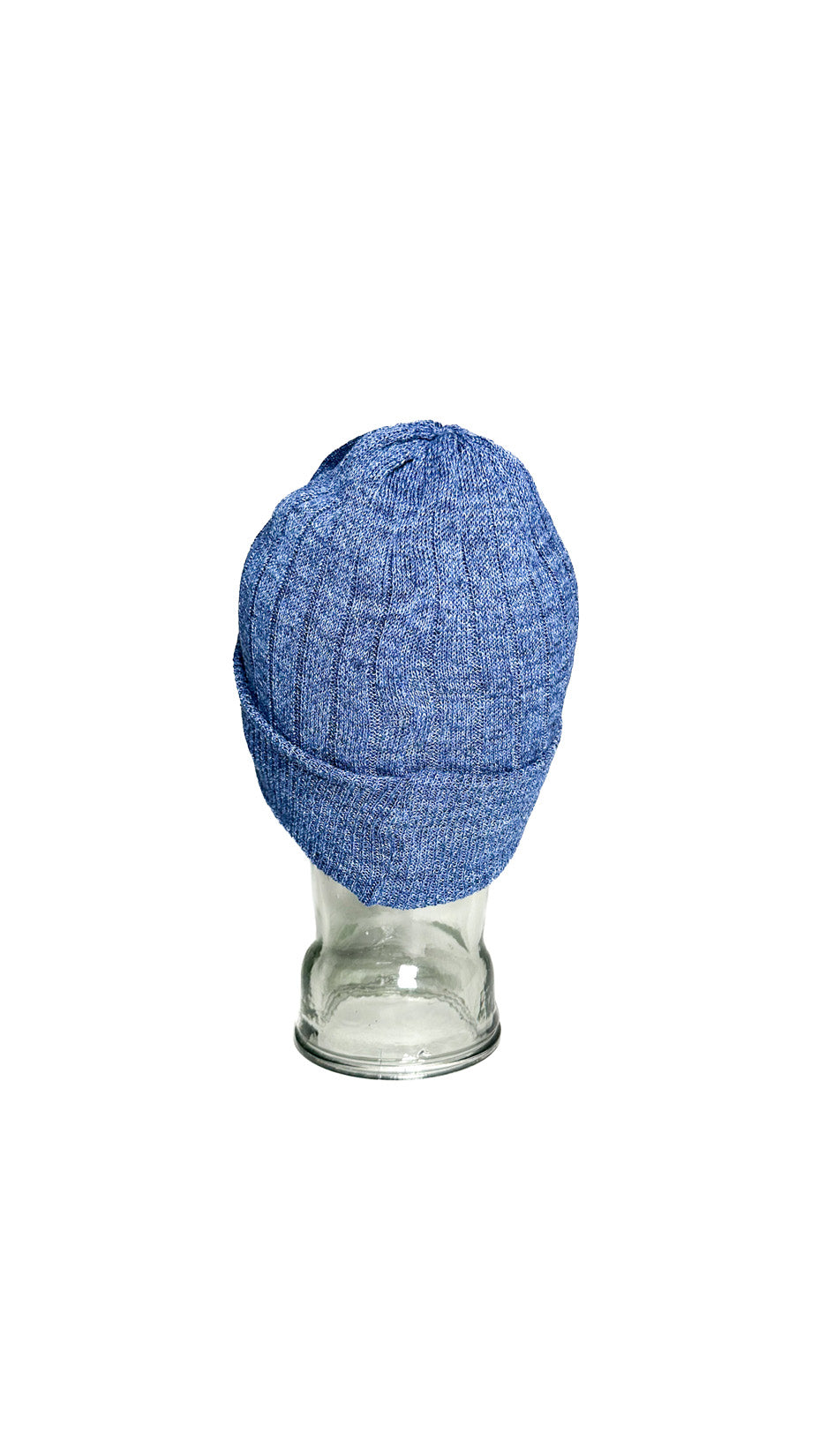 Yokoi Knitted Hat / Beanie, Cotton & Linen Blend, Made in Japan, Blue