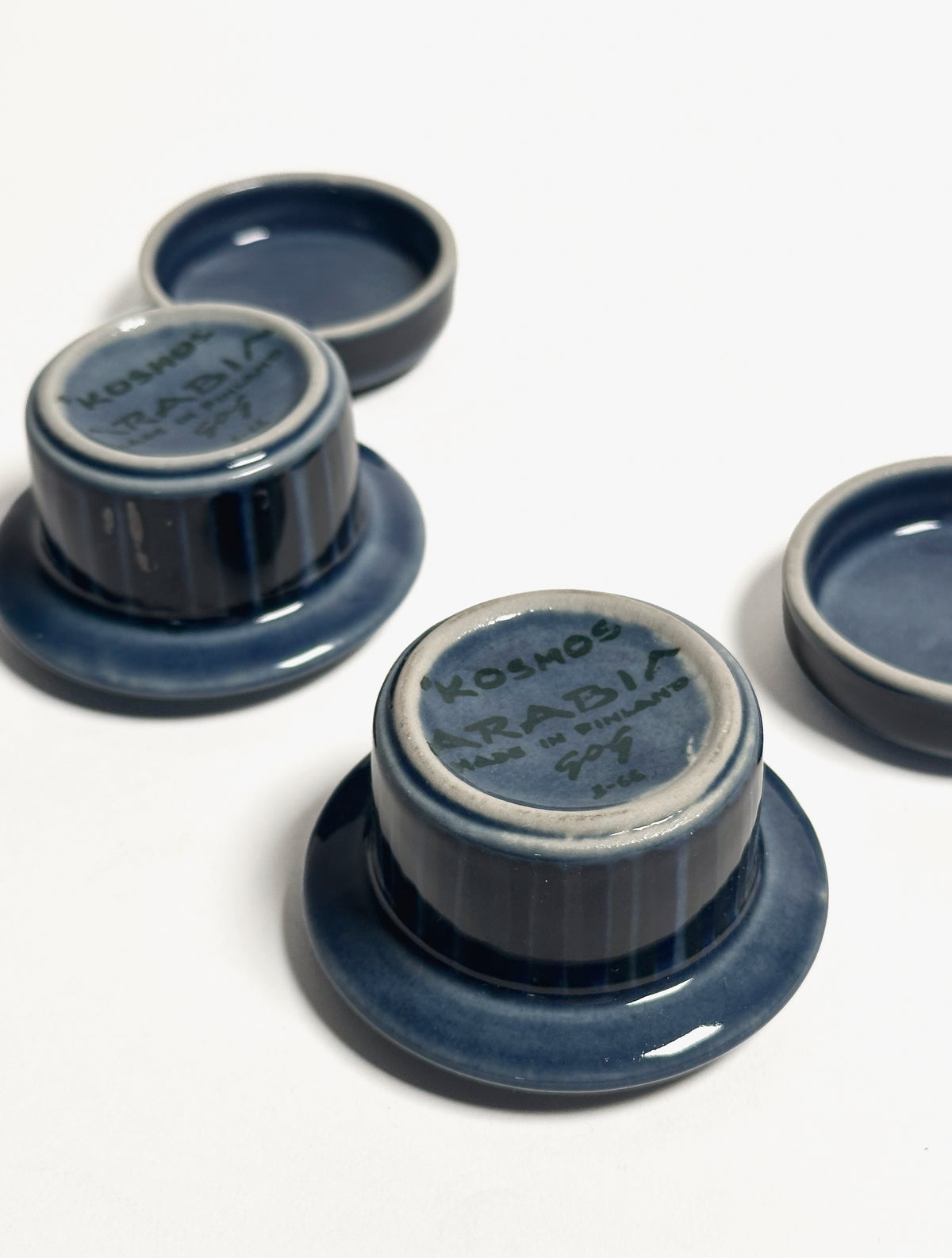 Arabia Kosmos, set of Egg Cups with lid, blue