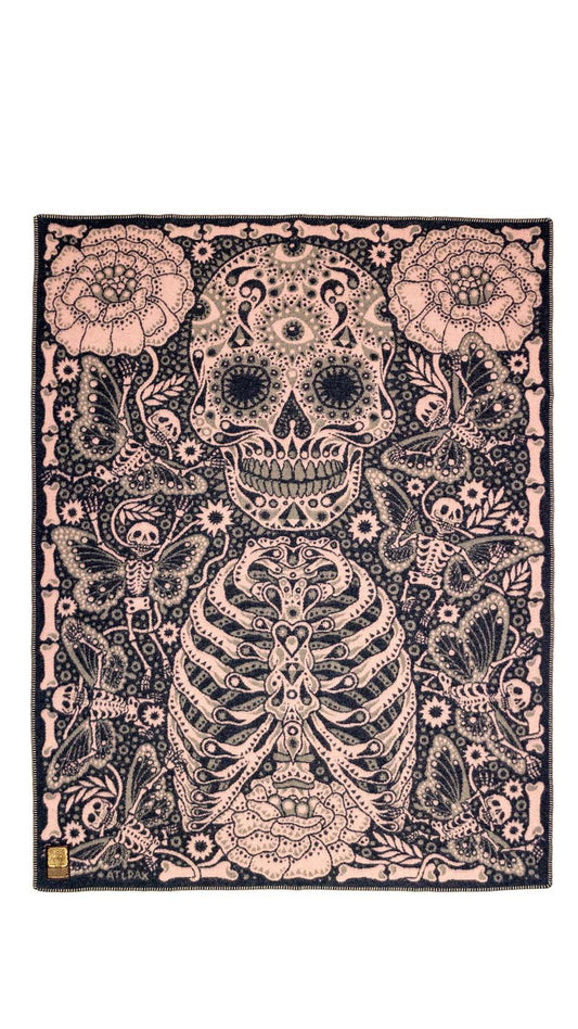 Indigofera, Dia De Muertos, Wool Blanket