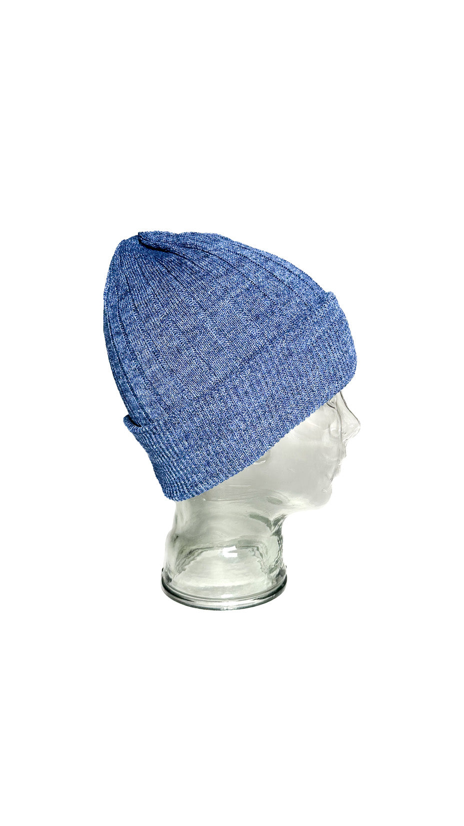 Yokoi Knitted Hat / Beanie, Cotton & Linen Blend, Made in Japan, Blue