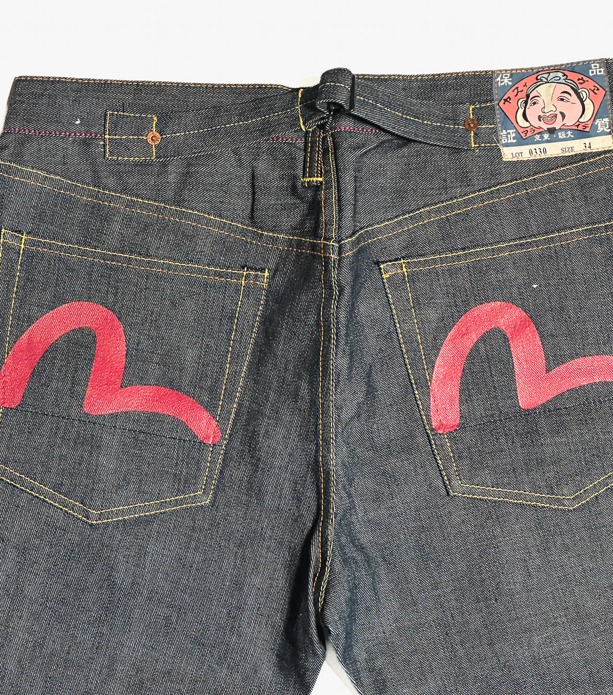 Evisu — lot. 0330, cinch back, selvedge denim, rare, made in Japan, 34